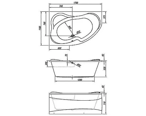 Купить Акриловая ванна Kolpa San Lulu 170х110 R 597370 без гидромассажа в магазине сантехники Santeh-Crystal.ru