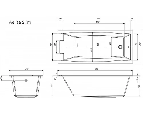 Купить Акриловая ванна Marka One Aelita 170x90 Slim 01ае1790слим без гидромассажа в магазине сантехники Santeh-Crystal.ru