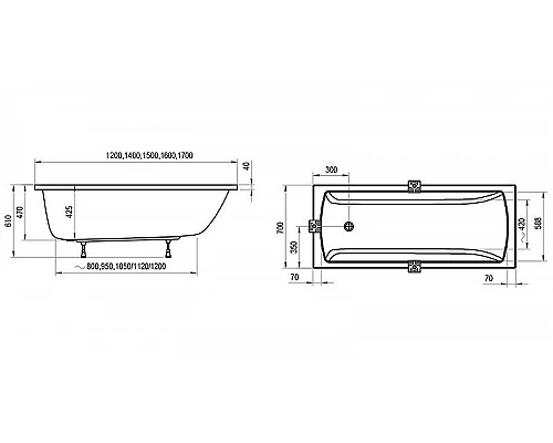 Заказать Акриловая ванна Ravak Classic II 120x70 CC11000000 без гидромассажа в магазине сантехники Santeh-Crystal.ru