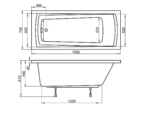Приобрести Акриловая ванна Ravak Domino ‎Plus 150x70 C641R00000 без гидромассажа в магазине сантехники Santeh-Crystal.ru