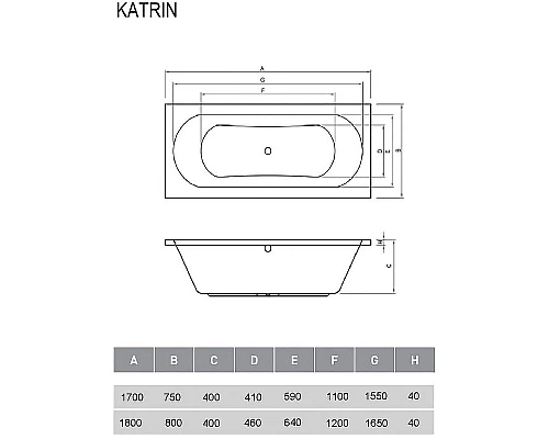 Приобрести Акриловая ванна Relisan Katrin 170x75 Гл000026032 без гидромассажа в магазине сантехники Santeh-Crystal.ru