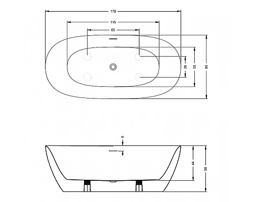 Приобрести Акриловая ванна Riho Alpha 170х80 B092001005 без гидромассажа в магазине сантехники Santeh-Crystal.ru