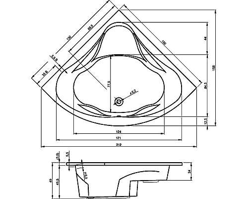Купить Акриловая ванна Riho Neo 150x150 B077001005 (BC3500500000000) без гидромассажа в магазине сантехники Santeh-Crystal.ru