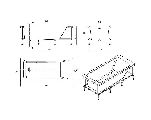 Приобрести Акриловая ванна Roca Easy 150x70 ZRU9302904 без гидромассажа в магазине сантехники Santeh-Crystal.ru