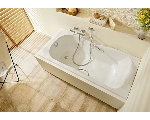 Приобрести Чугунная ванна Roca Haiti 150x80 2332G000R с отверстиями для ручек с антискользящим покрытием в магазине сантехники Santeh-Crystal.ru