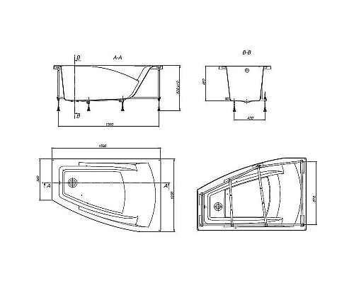 Приобрести Акриловая ванна Roca Hall Angular 150х100 ZRU9302865 R без гидромассажа в магазине сантехники Santeh-Crystal.ru