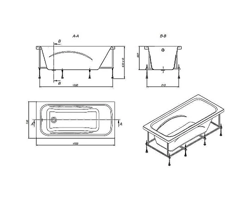 Приобрести Акриловая ванна Roca Line 150x70 ZRU9302982 без гидромассажа в магазине сантехники Santeh-Crystal.ru