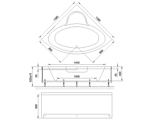 Приобрести Акриловая ванна Royal Bath Fanke De Luxe 140x140 RB581200DL с гидромассажем в магазине сантехники Santeh-Crystal.ru