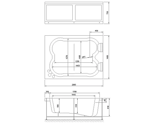 Заказать Акриловая ванна Royal Bath Hardon De Luxe 200х150 RB083100DL с гидромассажем в магазине сантехники Santeh-Crystal.ru