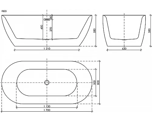 Заказать Акриловая ванна Sancos Fusion 170x80 FB03 без гидромассажа в магазине сантехники Santeh-Crystal.ru