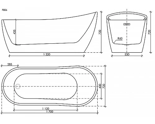 Заказать Акриловая ванна Sancos Perla 170x72 FB06 без гидромассажа в магазине сантехники Santeh-Crystal.ru