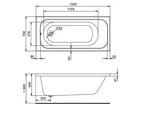 Купить Акриловая ванна Santek Ламма 150x70 1WH501746 без гидромассажа в магазине сантехники Santeh-Crystal.ru
