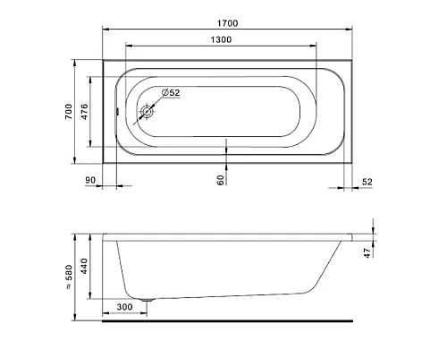 Приобрести Акриловая ванна Santek Ламма 170x70 1WH501747 без гидромассажа в магазине сантехники Santeh-Crystal.ru