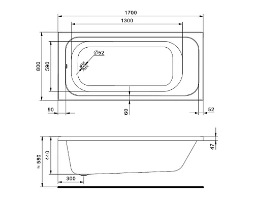 Купить Акриловая ванна Santek Ламма 170x80 1WH501763 без гидромассажа в магазине сантехники Santeh-Crystal.ru
