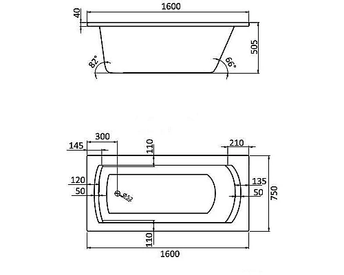 Купить Акриловая ванна Santek Монако XL 160х75 1WH111978 без гидромассажа в магазине сантехники Santeh-Crystal.ru