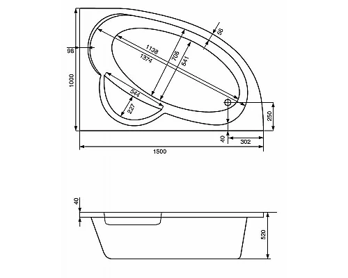 Приобрести Акриловая ванна Santek Шри-Ланка 150х100 R 1WH302395 без гидромассажа в магазине сантехники Santeh-Crystal.ru