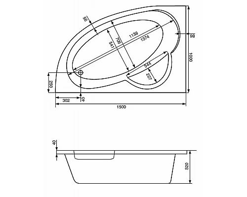 Приобрести Акриловая ванна Santek Шри-Ланка 150х100 L 1WH302394 без гидромассажа в магазине сантехники Santeh-Crystal.ru