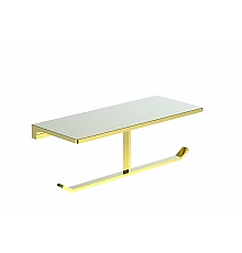 Двойной держатель для туалетной бумаги с полкой WONZON & WOGHAND, Глянцевое золото (WW-9156-LG)