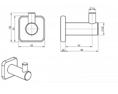 Заказать Крючок для ванной WONZON & WOGHAND, Темный графит (WW-V1301-GM) в магазине сантехники Santeh-Crystal.ru