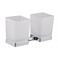 Два стакана для зубных щеток с держателем WONZON & WOGHAND, Хром (WW-6628)