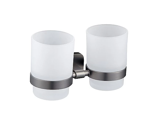 Два стакана для зубных щеток с держателем WONZON & WOGHAND, Темный графит (WW-9328-GM)