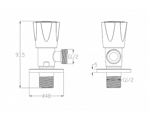 Угловой кран с синей ручкой WONZON & WOGHAND, Белый матовый (WW-A10592-MW)