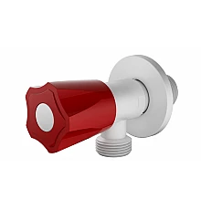 Угловой кран с красной ручкой WONZON & WOGHAND, Белый матовый (WW-A10591-MW)