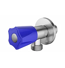 Угловой кран с синей ручкой WONZON & WOGHAND, Брашированный никель (WW-A10592-BS)