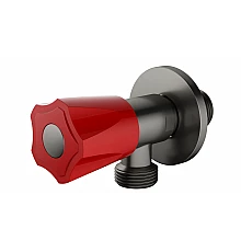 Угловой кран с красной ручкой WONZON & WOGHAND, Темный графит (WW-A10591-BGG)