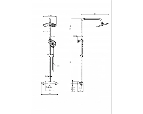 Душевая система с термостатом WONZON & WOGHAND CAPSULE, Брашированное золото (WW-B3031-A- BG)