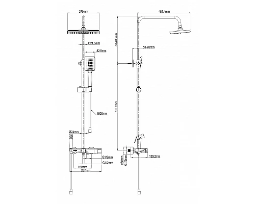 Душевая система с термостатом WONZON & WOGHAND, Белый матовый (WW-B3310-MW)