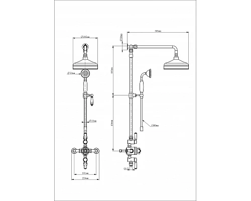 Душевая система с термостатом WONZON & WOGHAND, Белый матовый (WW-B3041-MW)