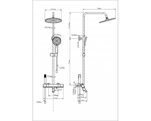 Душевая система с термостатом WONZON & WOGHAND, Белый матовый (WW-B3094-MW)