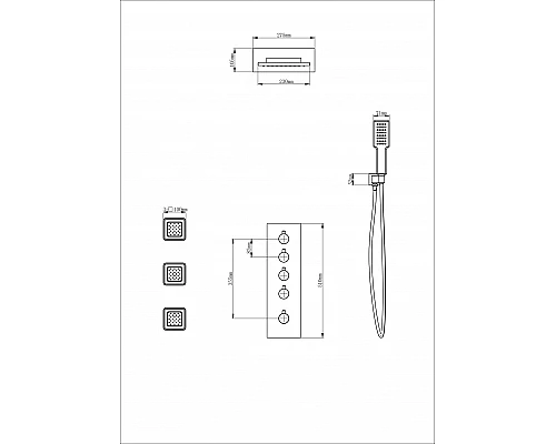 Душевая система с термостатом встраиваемая WONZON & WOGHAND, Черный матовый (WW-D4100-MB)
