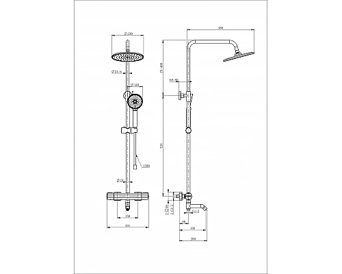 Душевая система с термостатом WONZON & WOGHAND STAY 1, Брашированное золото (WW-B3051-A1- BG)