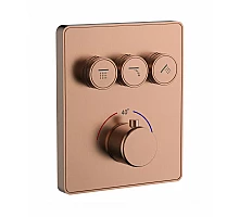 Термостатическая панель смесителя встраиваемая на 3 потребителя WONZON & WOGHAND, Брашированное розовое золото (WW-INF323A-BRG)