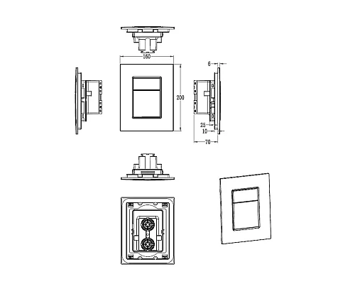 Кнопка смыва для инсталляции пневматическая WONZON & WOGHAND, Брашированный никель (WW-IB256-BN)