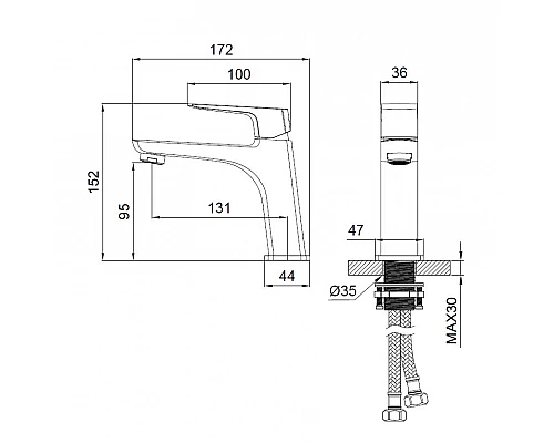 Смеситель для раковины WONZON & WOGHAND FORZA, Темный графит (WW-139031-BGM)