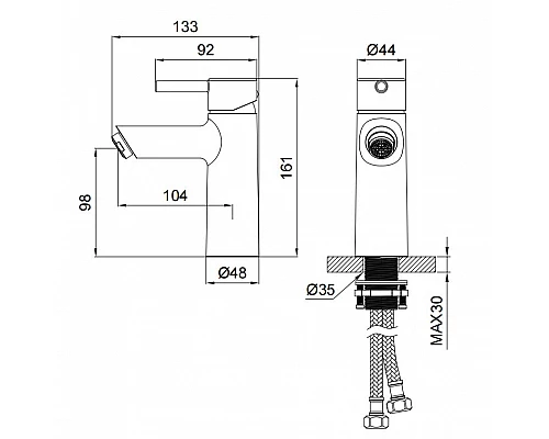 Смеситель для раковины WONZON & WOGHAND SOLO, Темный графит (WW-139032-BGM)