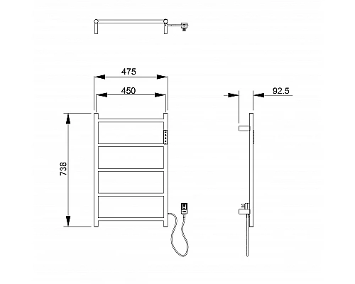 Приобрести Полотенцесушитель электрический WONZON & WOGHAND, Брашированный никель (WW-AL405-BR) в магазине сантехники Santeh-Crystal.ru