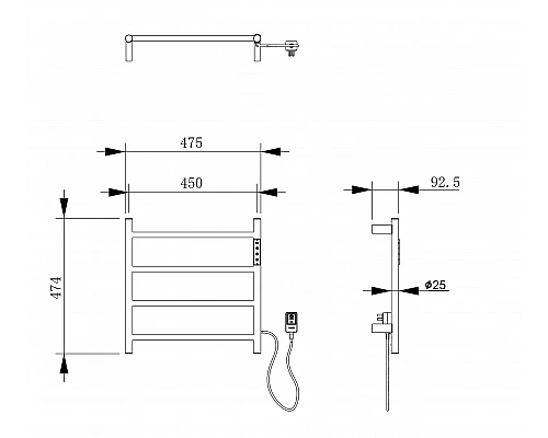 Заказать Полотенцесушитель электрический WONZON & WOGHAND, Брашированный никель (WW-AL404-BR) в магазине сантехники Santeh-Crystal.ru