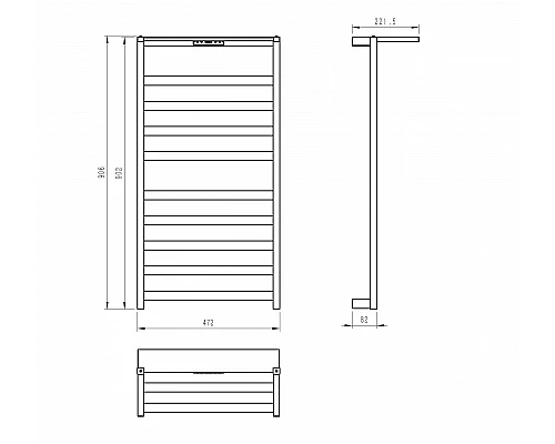 Полотенцесушитель электрический WONZON & WOGHAND FRANKFURT, Черный матовый (WW-A1029-MB)