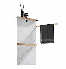 Полотенцесушитель электрический с греющей плитой Черный мрамор WONZON & WOGHAND, Брашированный никель (WW-A504-BR)