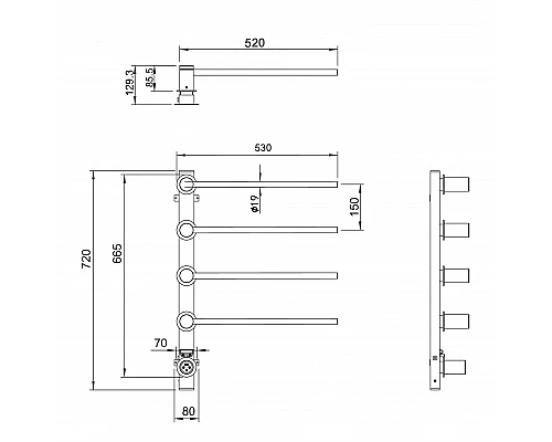 Полотенцесушитель электрический встраиваемый WONZON & WOGHAND HAMBURG, Брашированное розовое золото (WW-AL314-BRG)