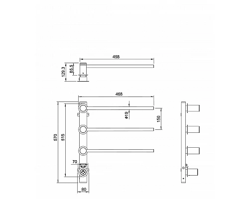 Приобрести Полотенцесушитель электрический встраиваемый WONZON & WOGHAND, Хром (WW-AL313-CR) в магазине сантехники Santeh-Crystal.ru