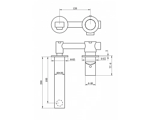 Смеситель для раковины встраиваемый WONZON & WOGHAND, Брашированное золото (WW-105-BG)