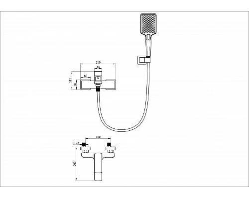 Смеситель для ванны с душем WONZON & WOGHAND EDGE, Брашированное золото (WW-88639003A- BG)