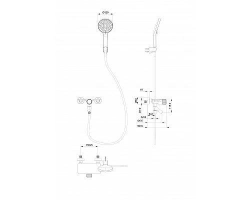 Приобрести Смеситель для ванны с душем WONZON & WOGHAND, Черный матовый (WW-FE05L221-MB) в магазине сантехники Santeh-Crystal.ru