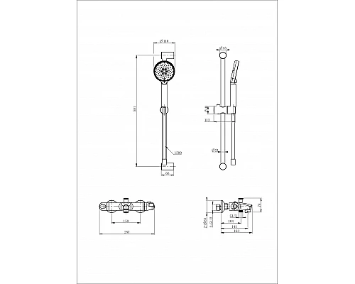 Смеситель для ванны с душевым гарнитуром и термостатом WONZON & WOGHAND, Черный матовый (WW-C2001-A-MB)