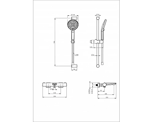 Смеситель для ванны с душевым гарнитуром и термостатом WONZON & WOGHAND, Темный графит (WW-C2021-A-BGG)